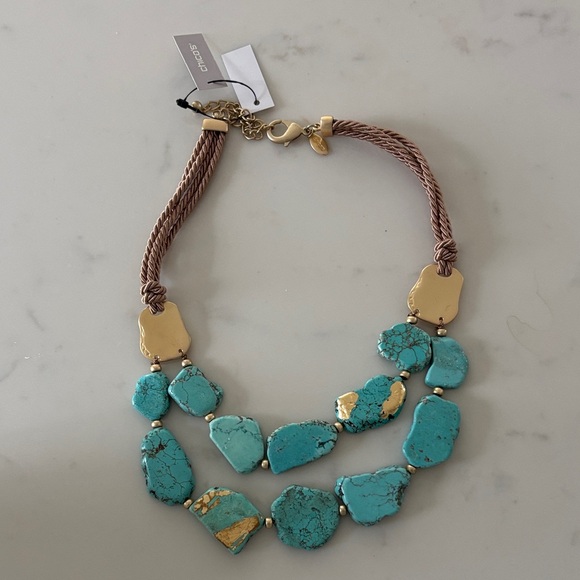 Chico's Jewelry - NWT Chico's Turquoise and Gold Statement Necklace